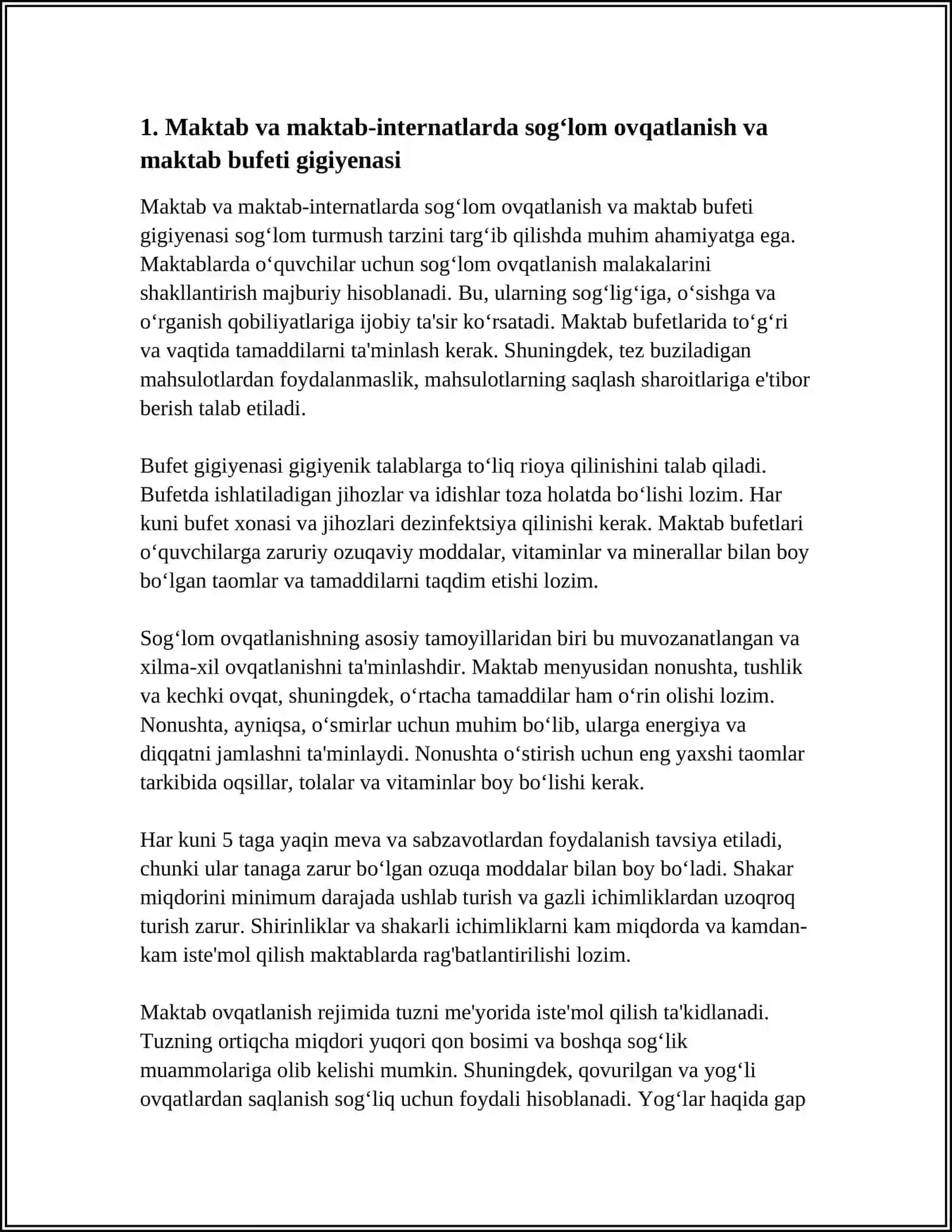 MAKTAB VA MAKTAB-INTERNATLARDA SOG‘LOM TURMUSH TARZINI TARG‘IB QILISH VA GIGIYENIK TALABLAR 3