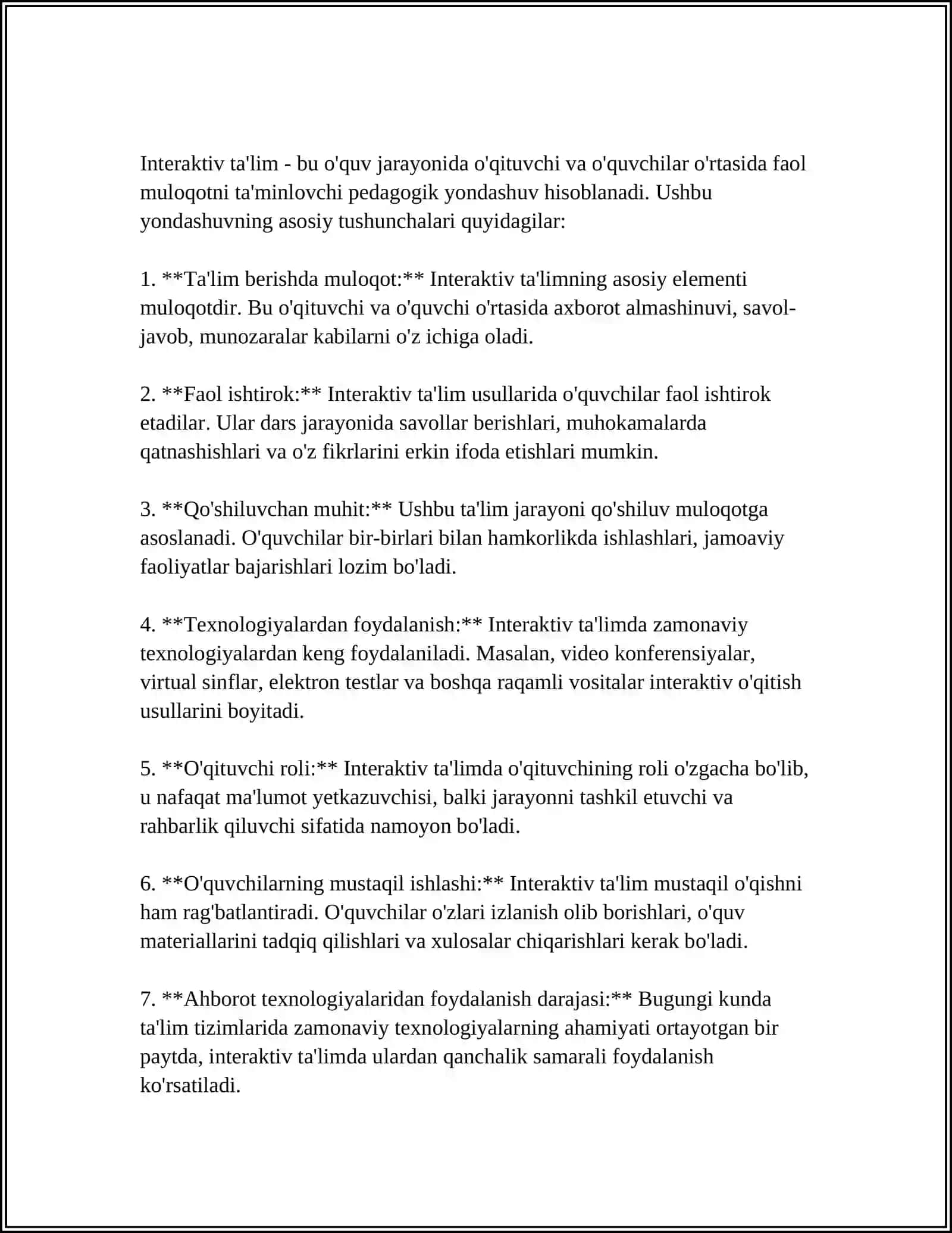 XORIJIY TILNI O'RGATISHDA INTERAKTIV TA'LIM MODELINI QO'LLASHNING MUHIM PRINSIPLAR 3