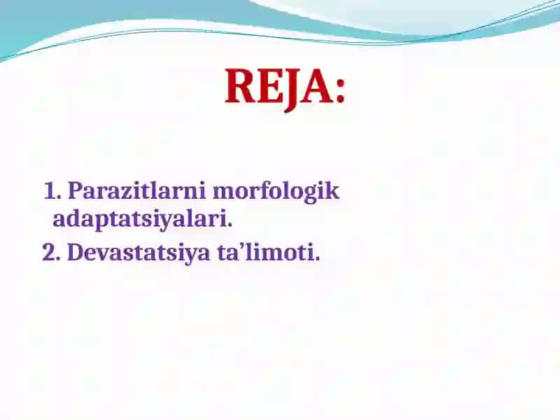Parazitlarning yashash sharoitiga morfologik adaptatsiyalari. 3