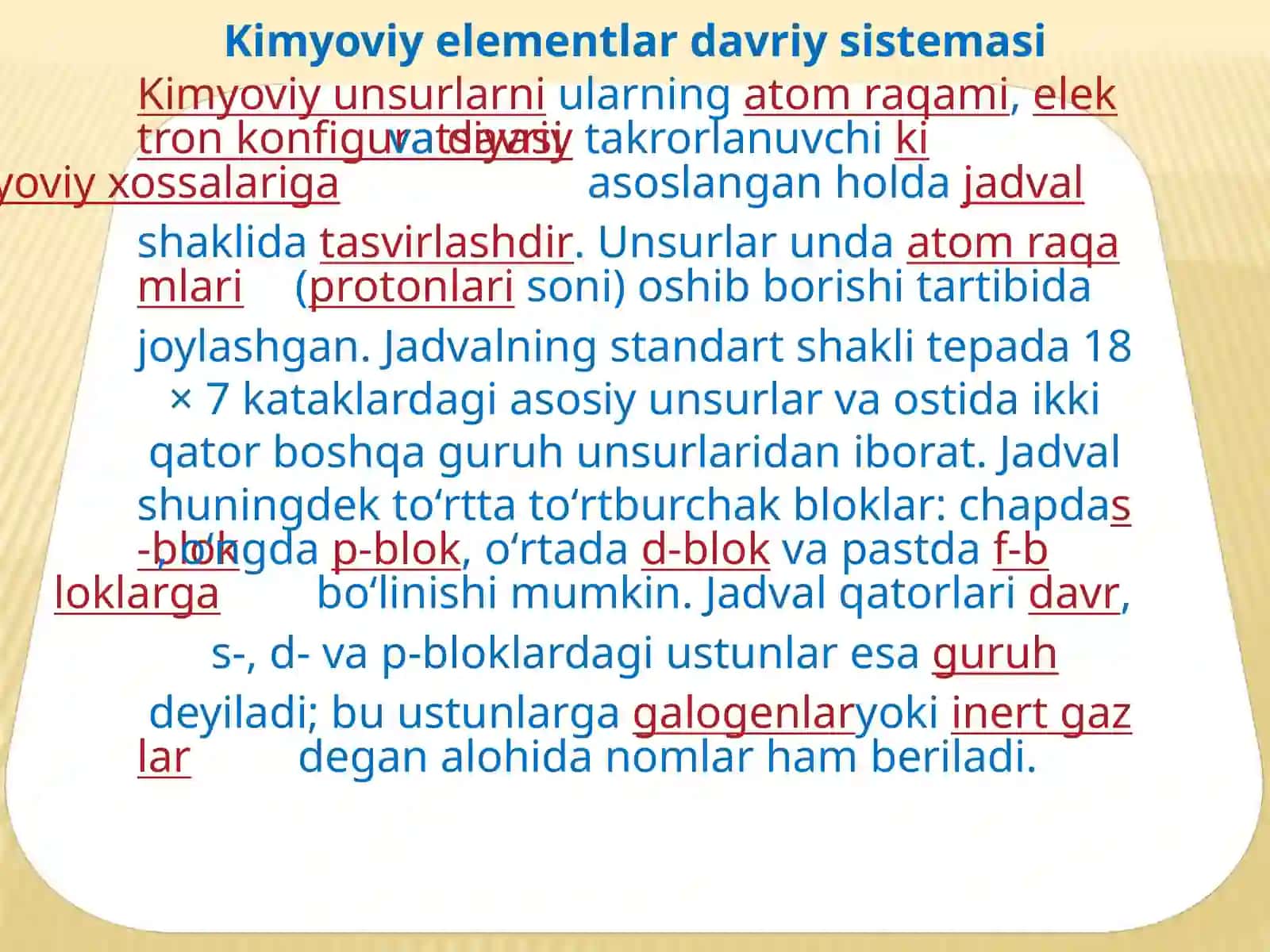 Kimyoviy elementlar davriy sistemasi 3