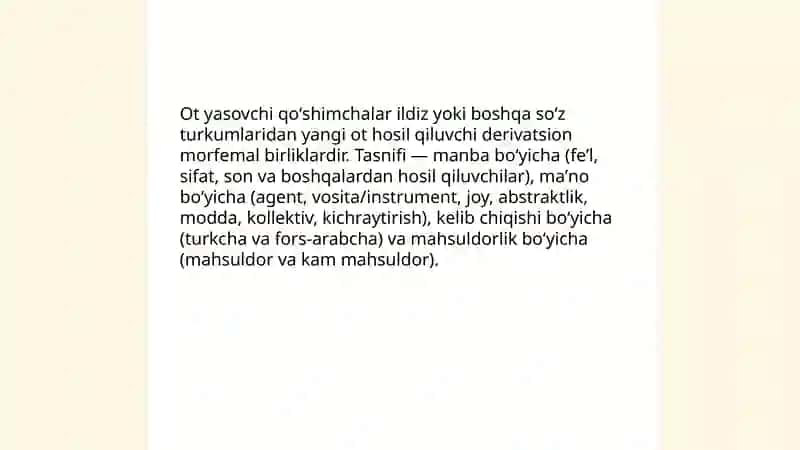 Ot yasovchi qoʻshimchalar 3