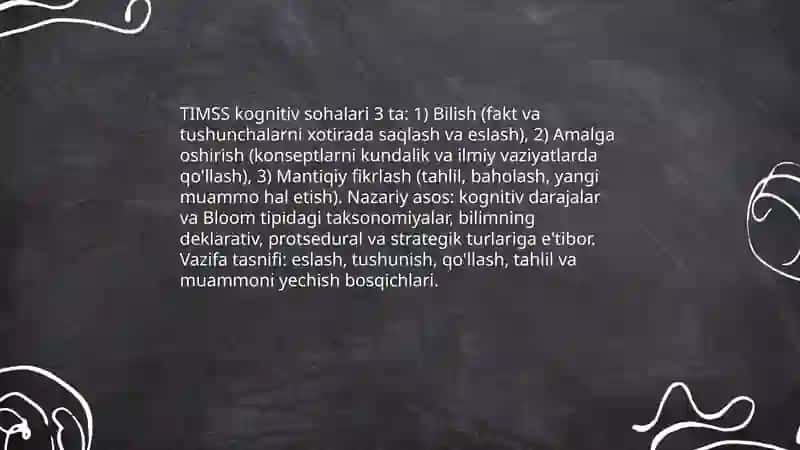 TIMSS xalqaro tadqiqotning tabiiy fanlar mazmuni boʻyicha kognitiv sohalarga doir topshiriqlar bilan ishlash metodikasi 3