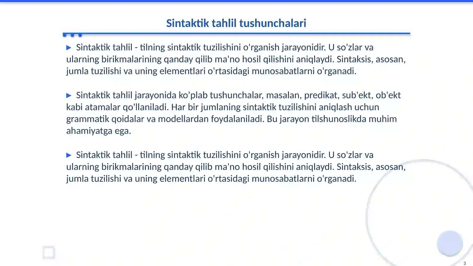 Sintaktik tahlil va korpusdagi sintaktik maʼlumotlar 3
