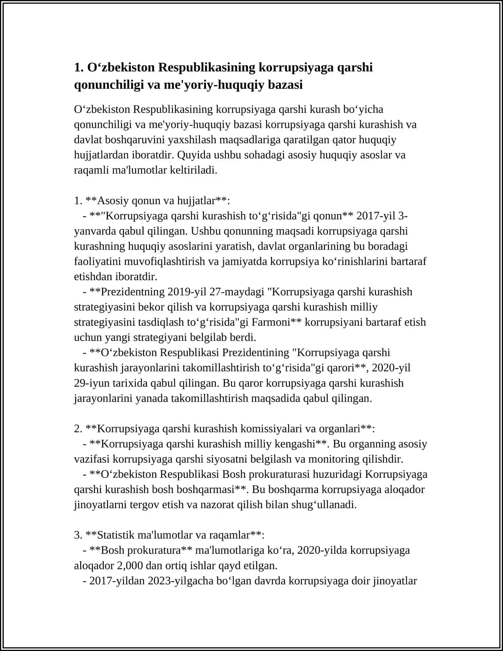 OʻZBEKISTONDA KORRUPSIYAGA QARSHI KURASH MEXANIZMLARI 3