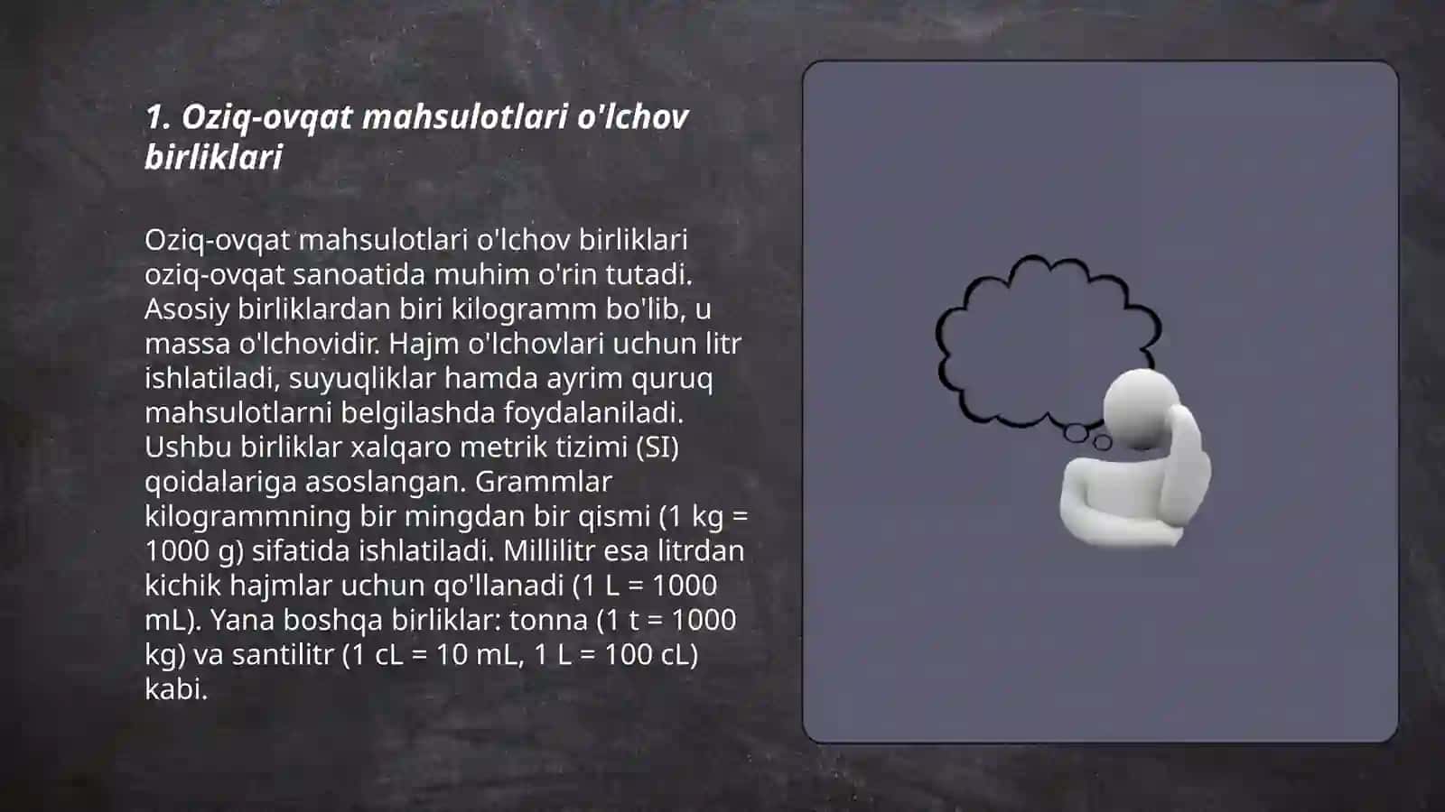 Oziq-ovqat mahsulotlari o'lchov birliklari 3
