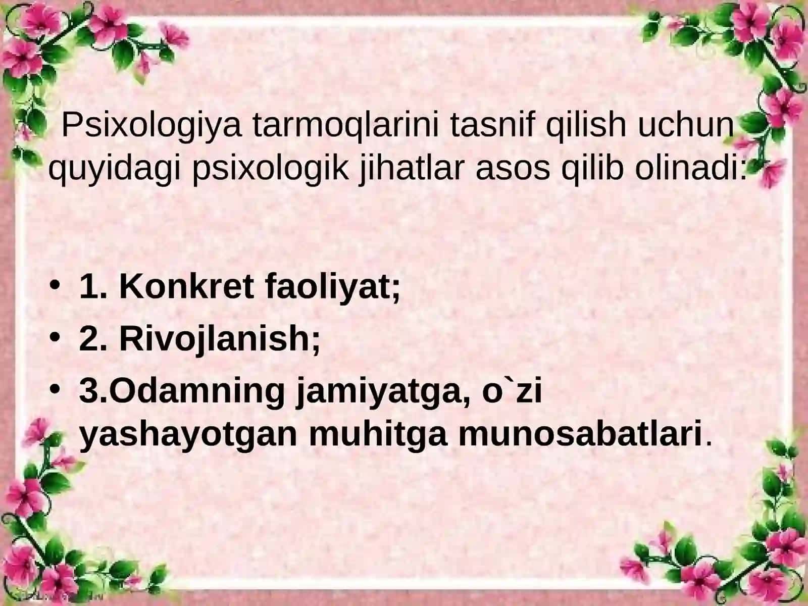 Psixologik qarashlar va maktablar yo`nalishi 3
