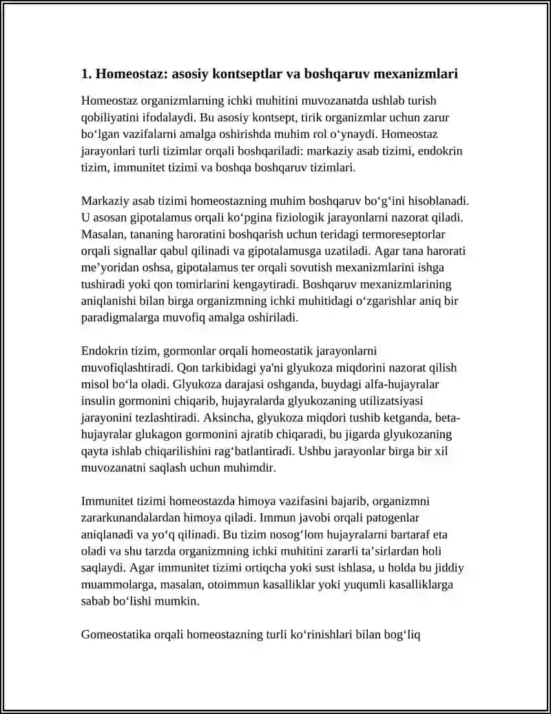 ORGANIZM FUNKSIONAL SISTEMALARINING FAOLIYATLARI VA ULARNI BOSHQARISH BOʻYICHA KONSEPTUAL JADVAL TUZISH 3