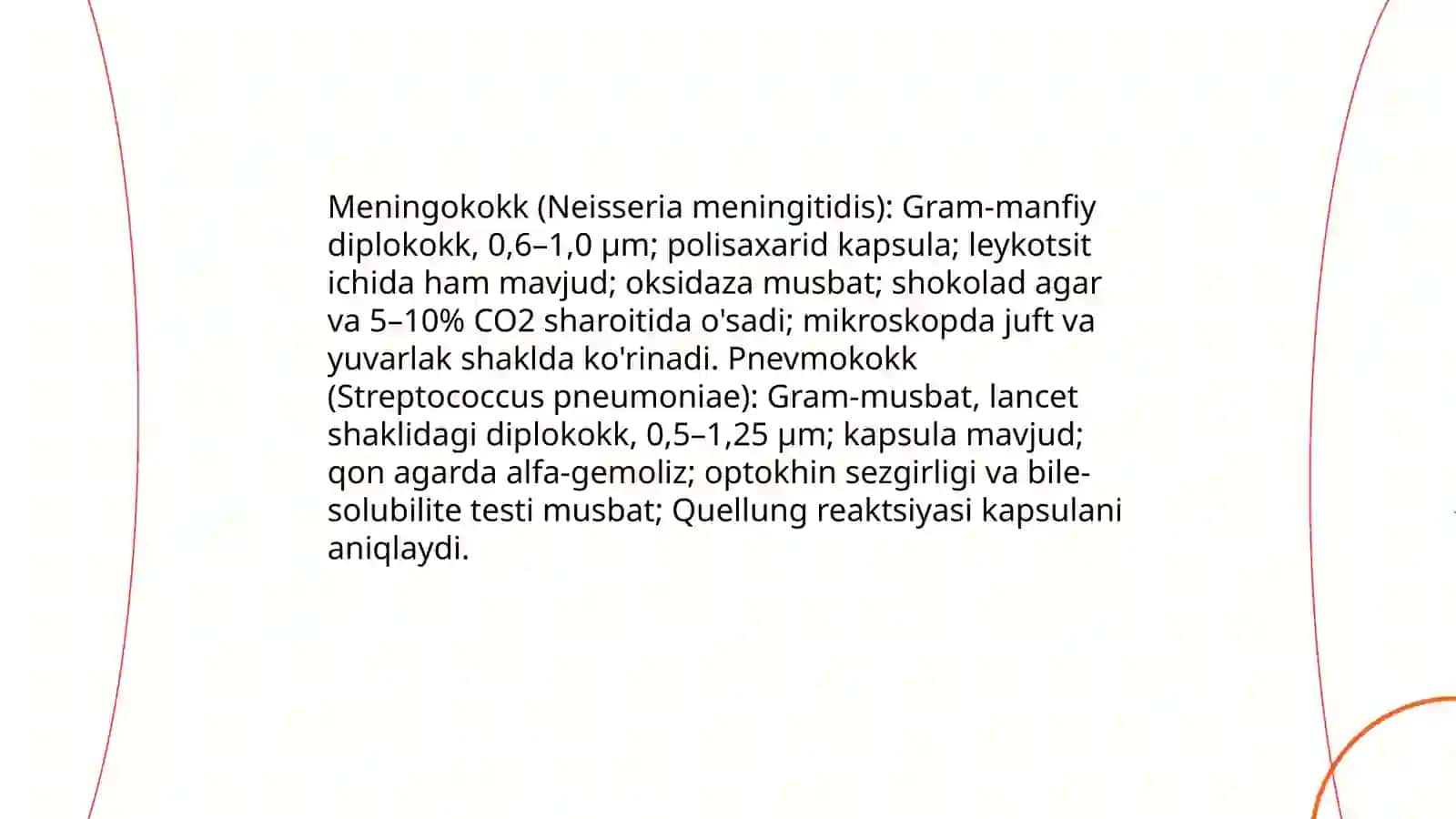 Yiringli yaliglanish kasaliklarni keltirib chiqaruvchi mikroorganizmlar: meningokokklar, pnevmokokklar keltirib chigaradigan kasalliklarning laboratoriya tashxisi 3