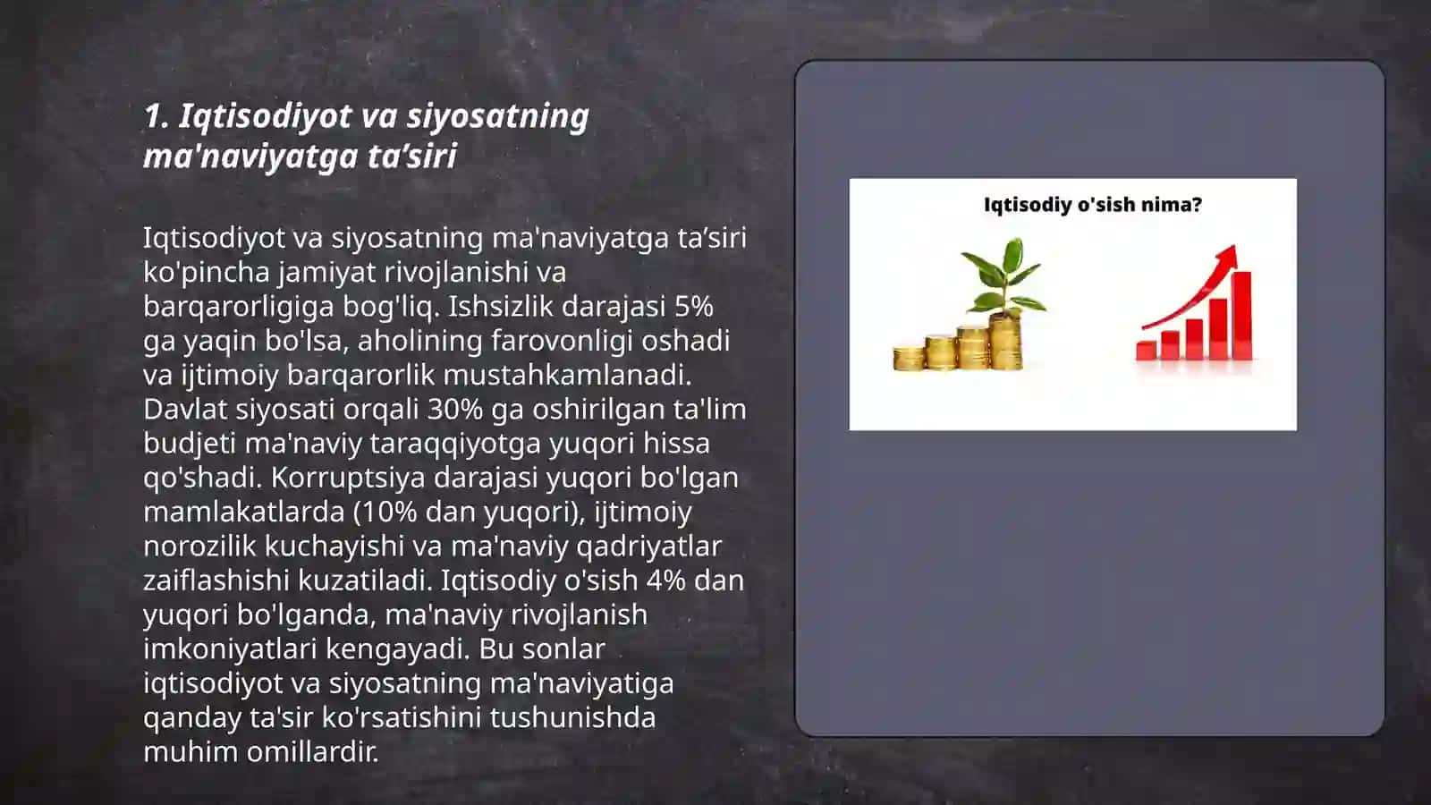 Iqtisodiyot siyosat va ma'naviyat o'rtasidagi alodorlik 3