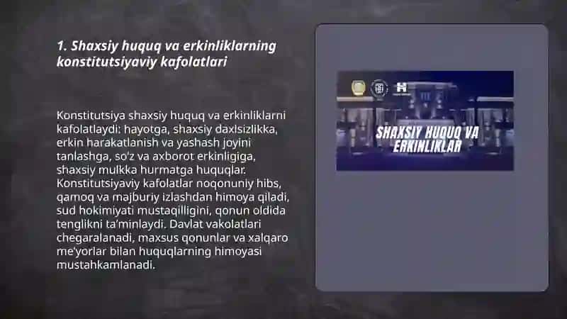 Shaxsiy huquq va erkinliklarning kafolatlanganligi 3
