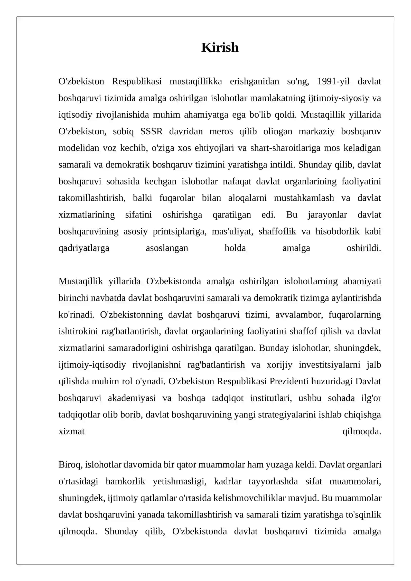 MUSTAQILLIK YILLARIDA DAVLAT BOSHQARUVI TIZIMIDA AMALGA OSHIRILGAN ISLOHOTLAR 3