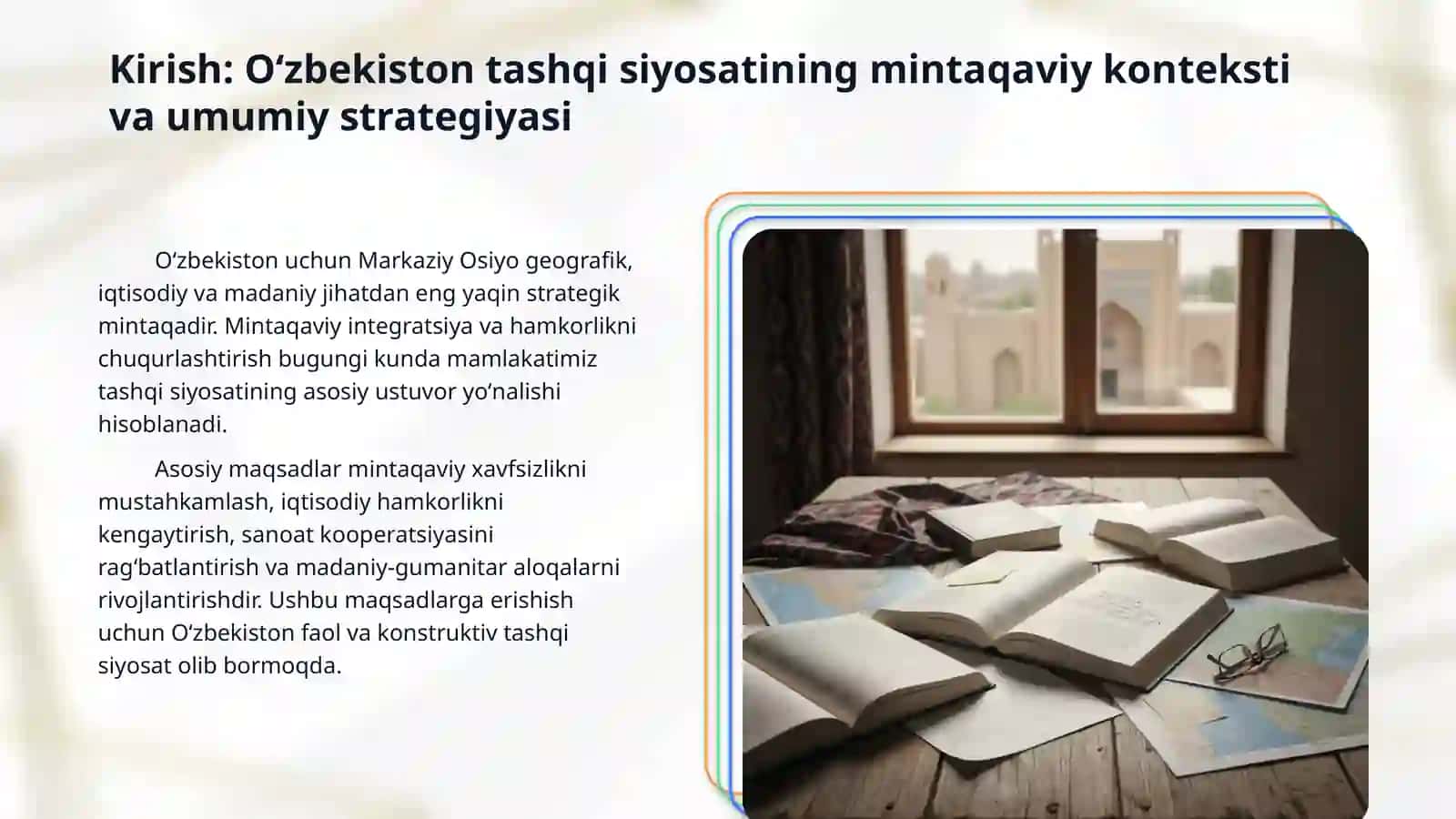 Markaziy Osiyo - Oʻzbekiston tashqi siyosatining ustuvor yoʻnalishi 3