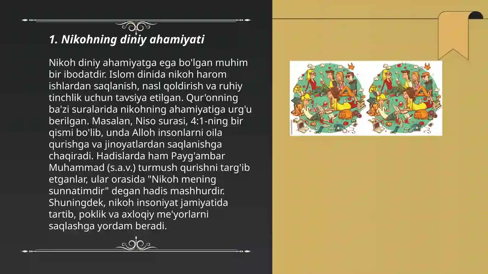 Islom dini nikoh va oilaviy munosabatlar, er-xotinning huquq va majburiyatlari haqida 3
