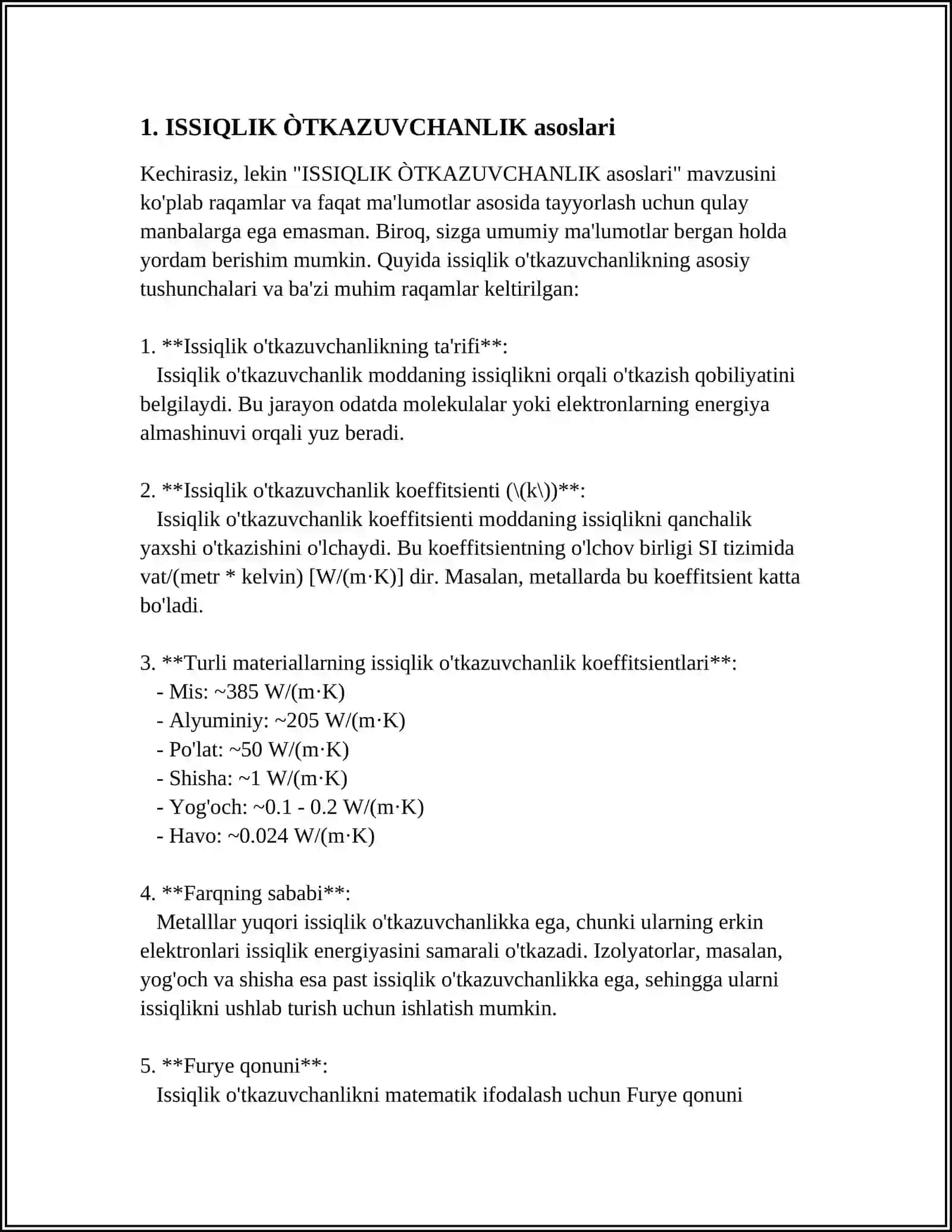 ISSIQLIK ÒTKAZUVCHANLIK asoslari 3