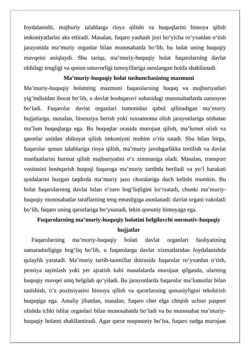 O‘zbekiston Respublikasi fuqarolarining ma’muriy-huquqiy holati tushunchasi 3