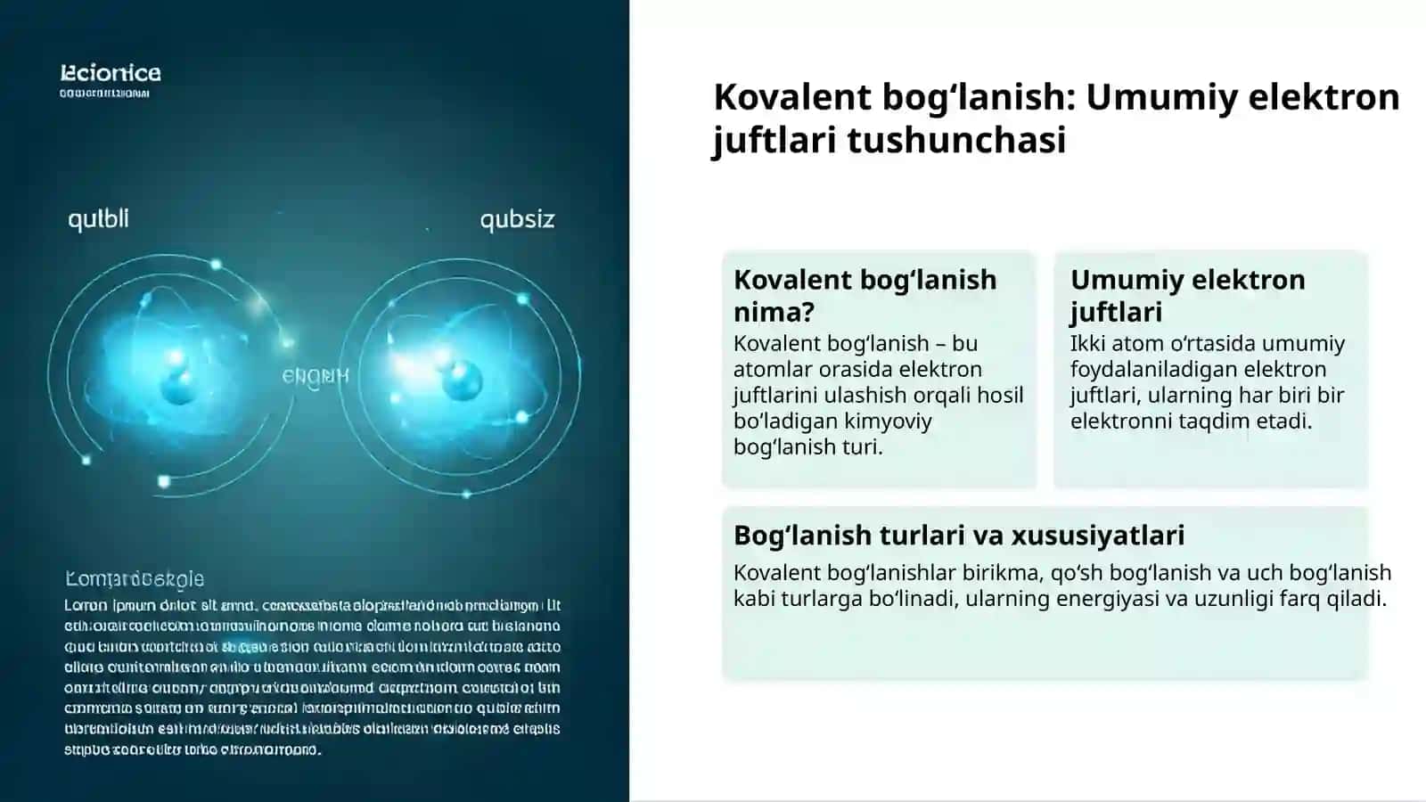 Kimyoviy bog‘lanish: qutbli va qutbsiz 3