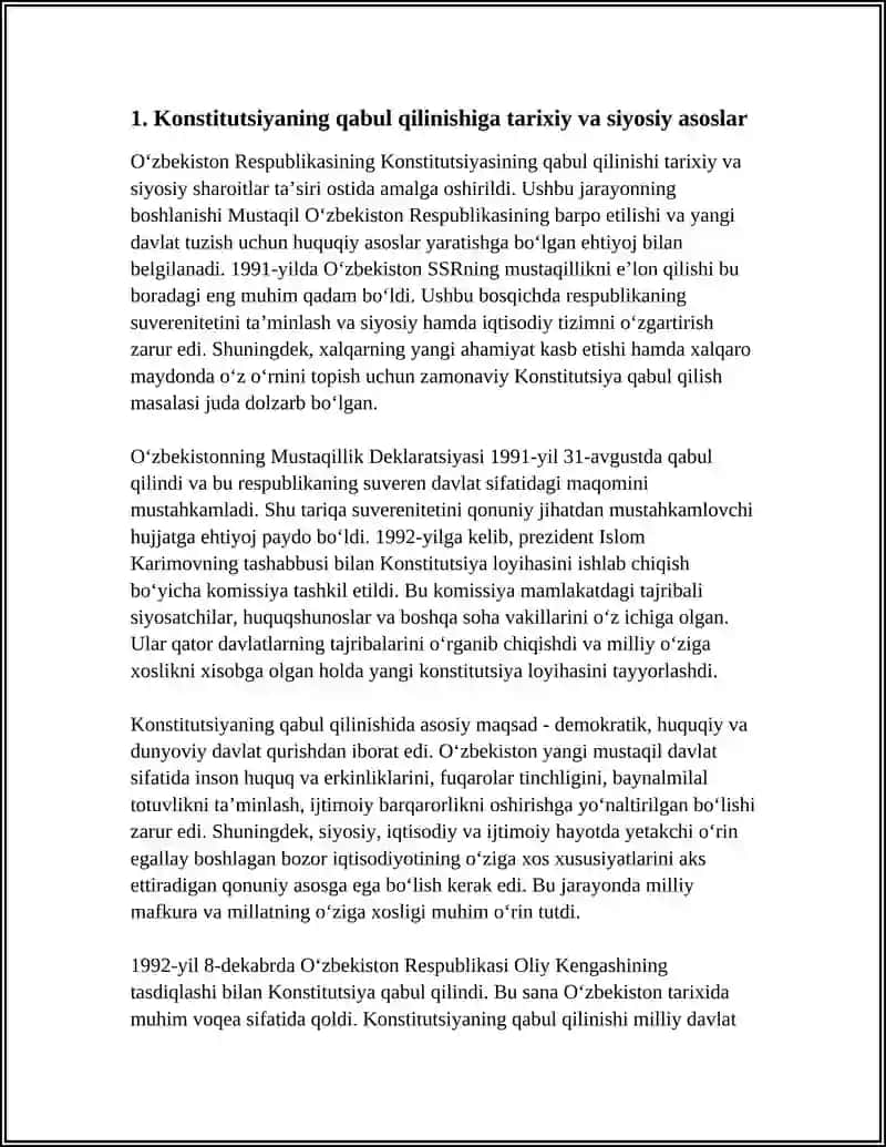 O'ZBEKISTON RESPUBLIKASI KONSTITUTSIYASINING QABUL QILINISH TARIXI 3