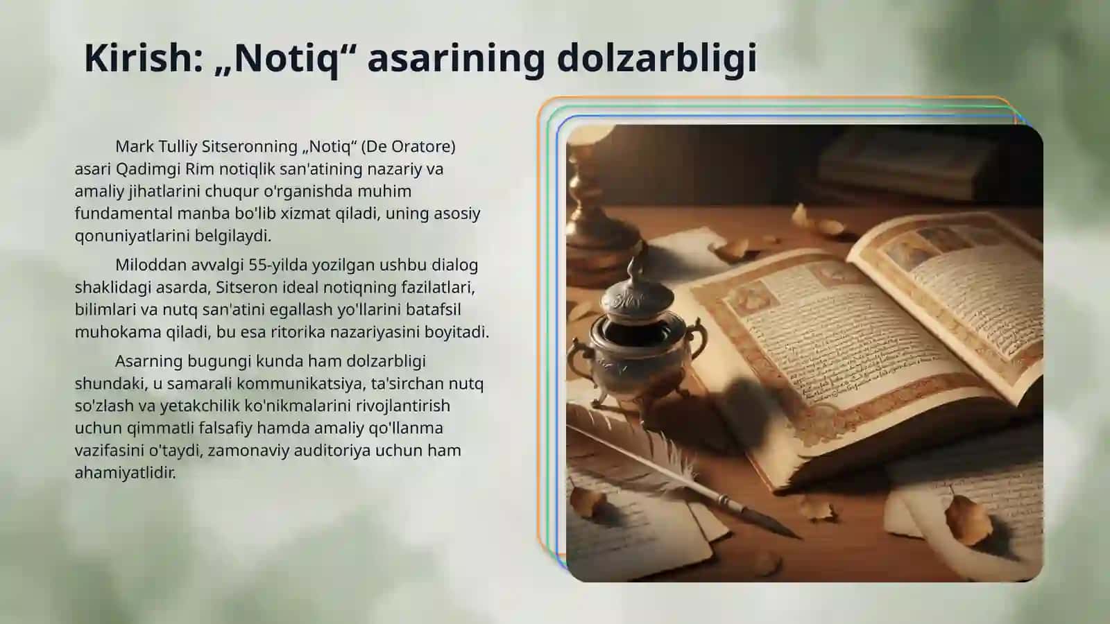 Sitseronning „Notiq“asarini oʻqib oʻrganish 3