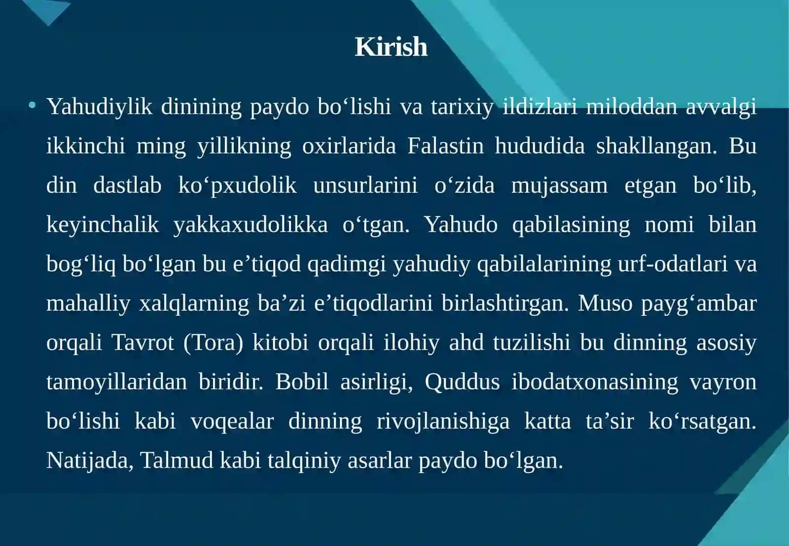 Yahudiylik ta’limoti, an’anaviy marosimlari 3