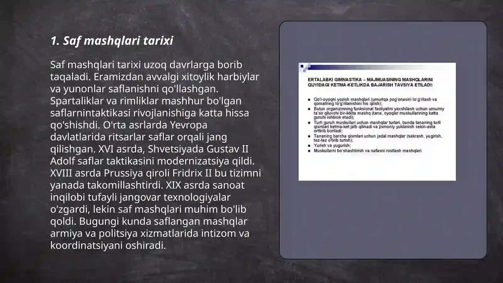 Gimnastika. Saf mashqlari. Saf turlari,saflanishlar,saf mashqlarini òrgatish 3