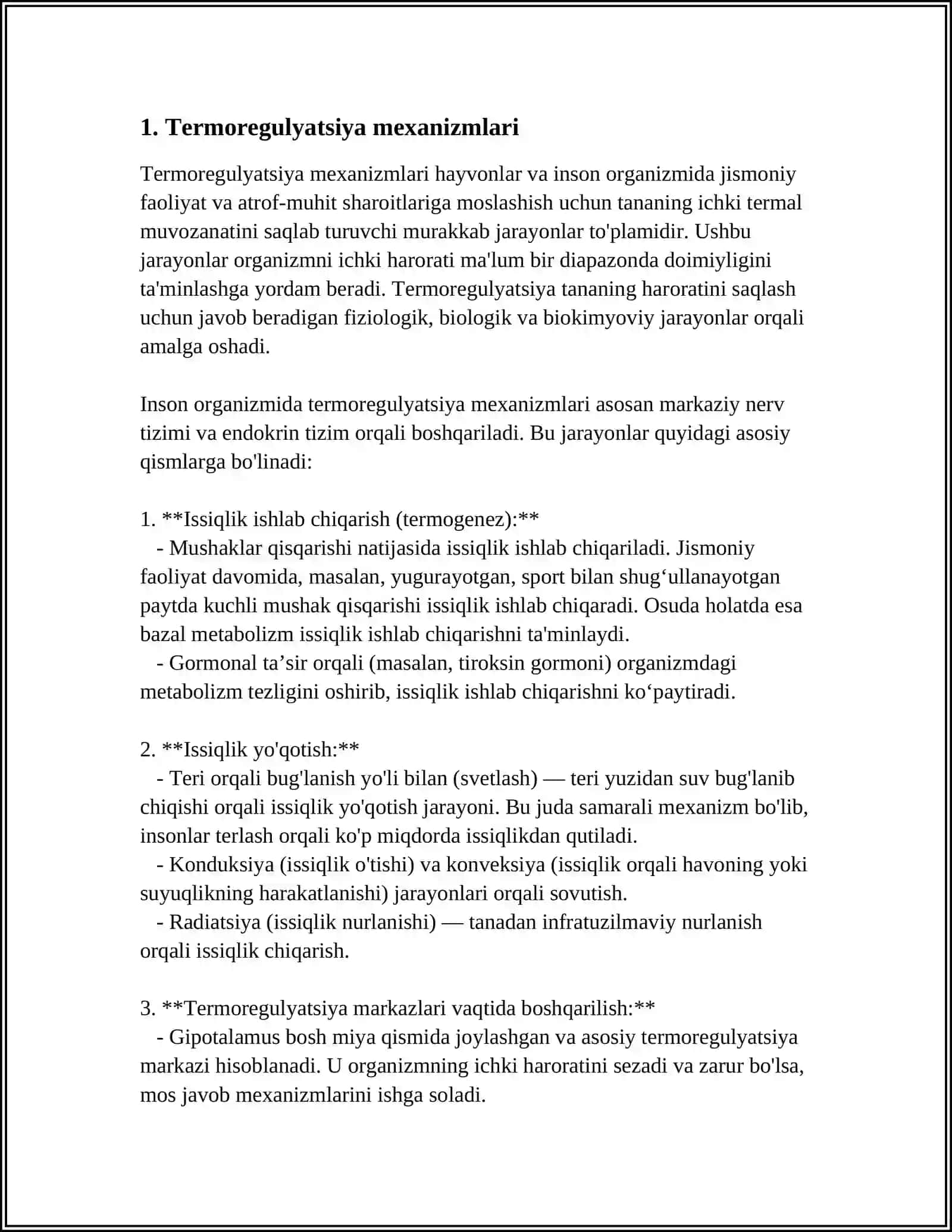 MODDALAR VA ENERGIYA ALMASHINUVI. TANA HARORATINI BOSHQARILISHI 3