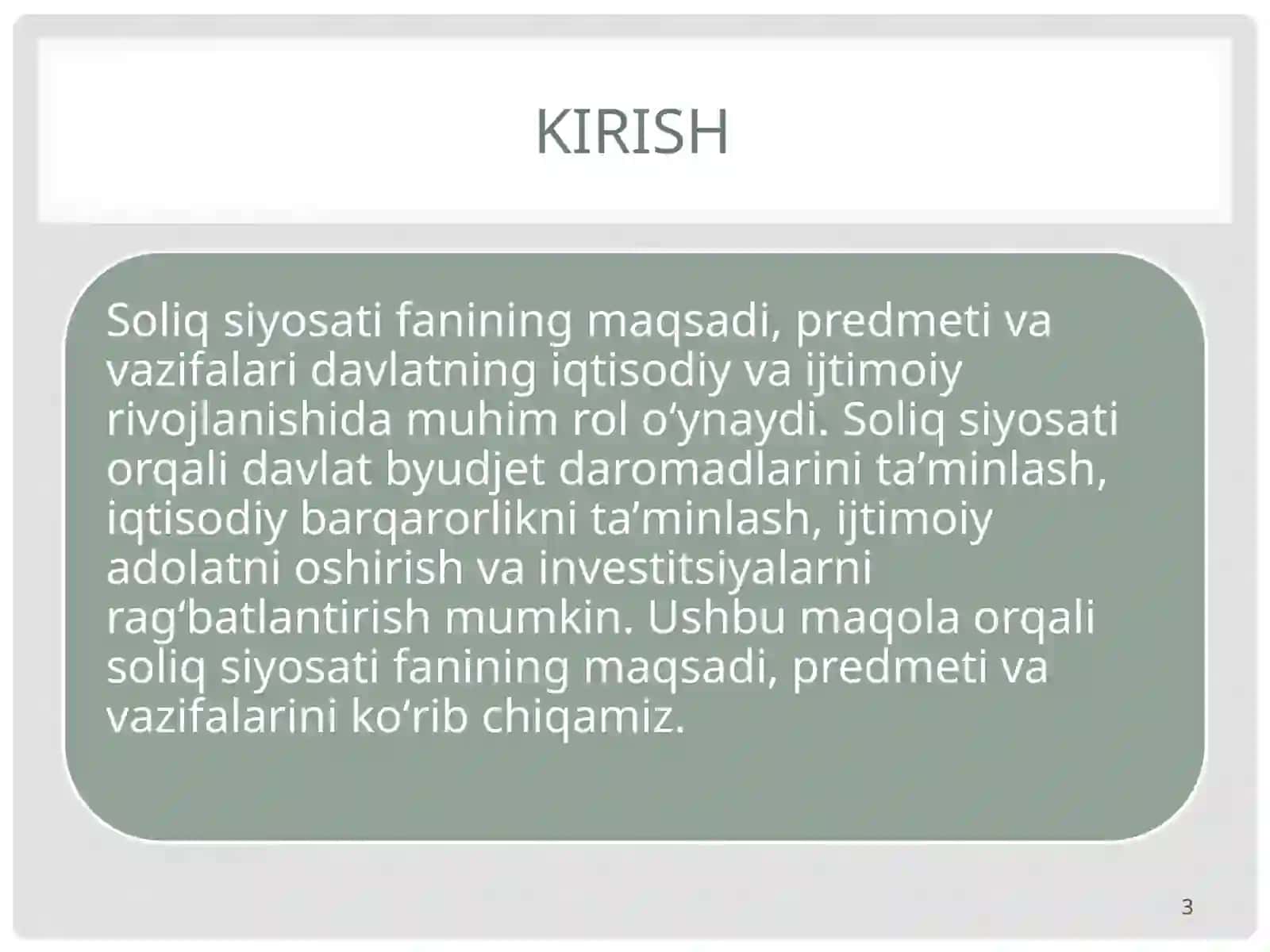 SOLIQ SIYOSATI FANINING MAQSADI, PREDMETI, VA VAZIFALARI 3