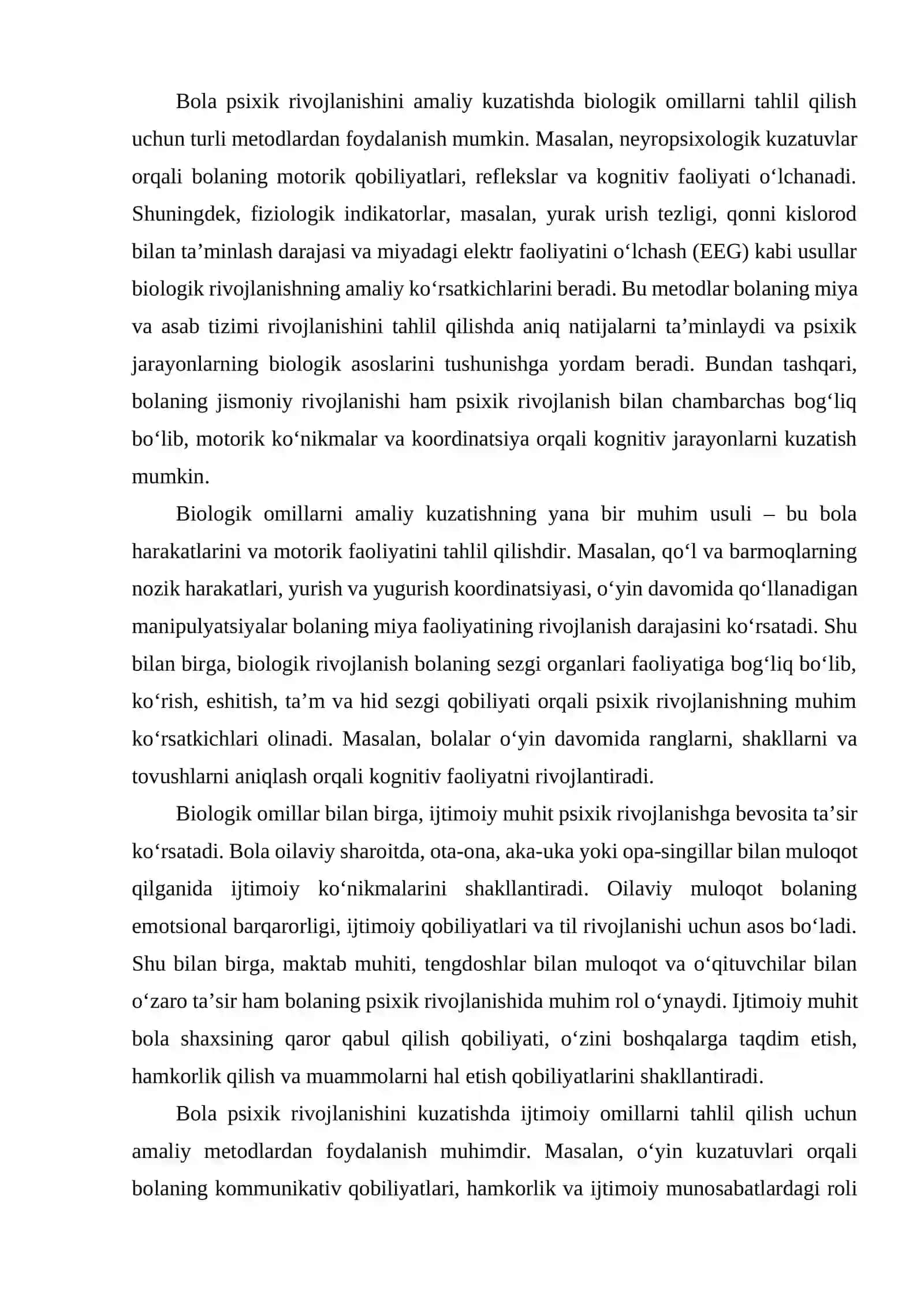 Bola psixik taraqqiyotida biologik va ijtimoiy omillarni amaliy kuzatish asosida o‘rganish 3