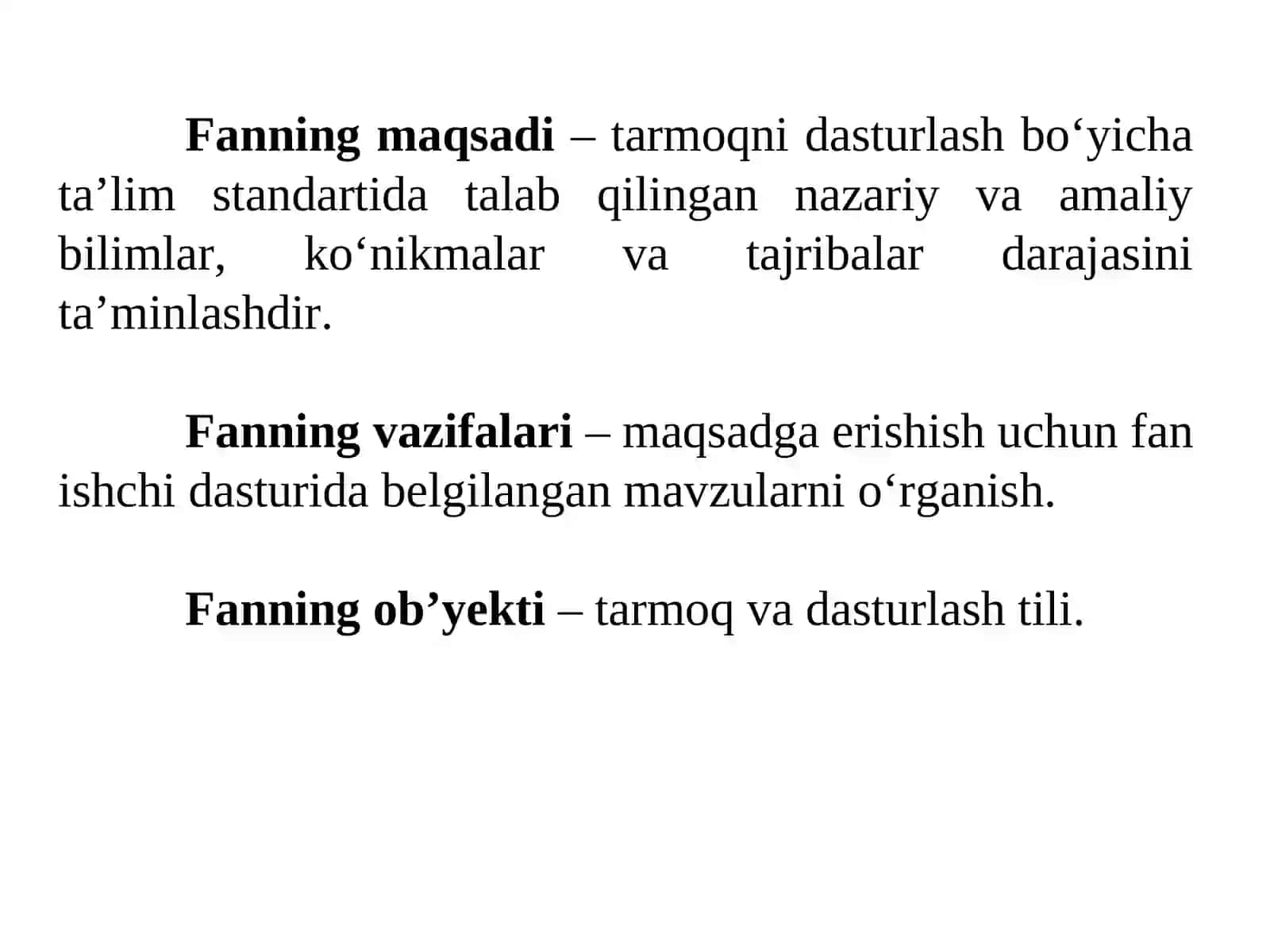 Tarmoqni dasturlash asoslari 3