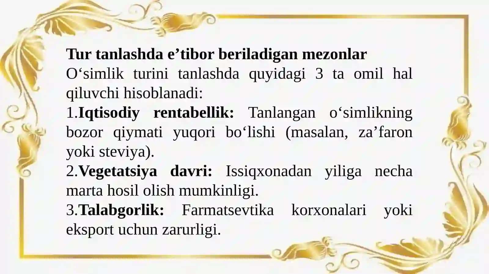 Issiqxonalarda dorivor oʻsimliklarni yetishtirish texnologiyasi 3