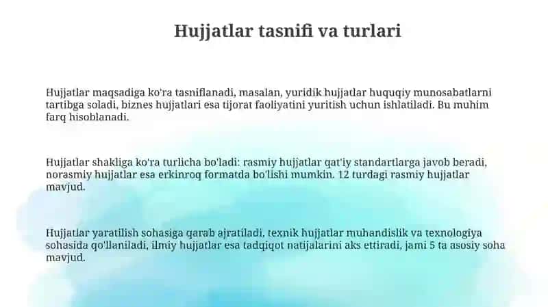 Hujjat turlari va ularni rasmiylashtirish 3