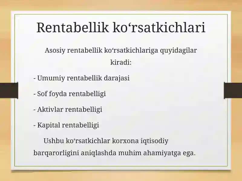 Rentabellik va uni qurilishda oshirish yo‘llari 3