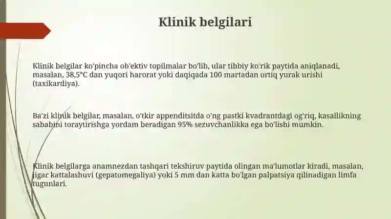 Klinik belgilar, diagnostika va differentsial tashxis 3