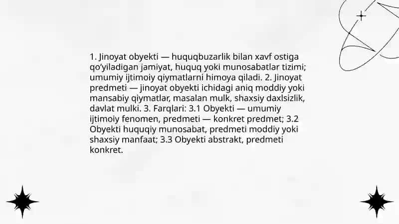 Jinoyat obyekti va predmeti mavzusinda 3