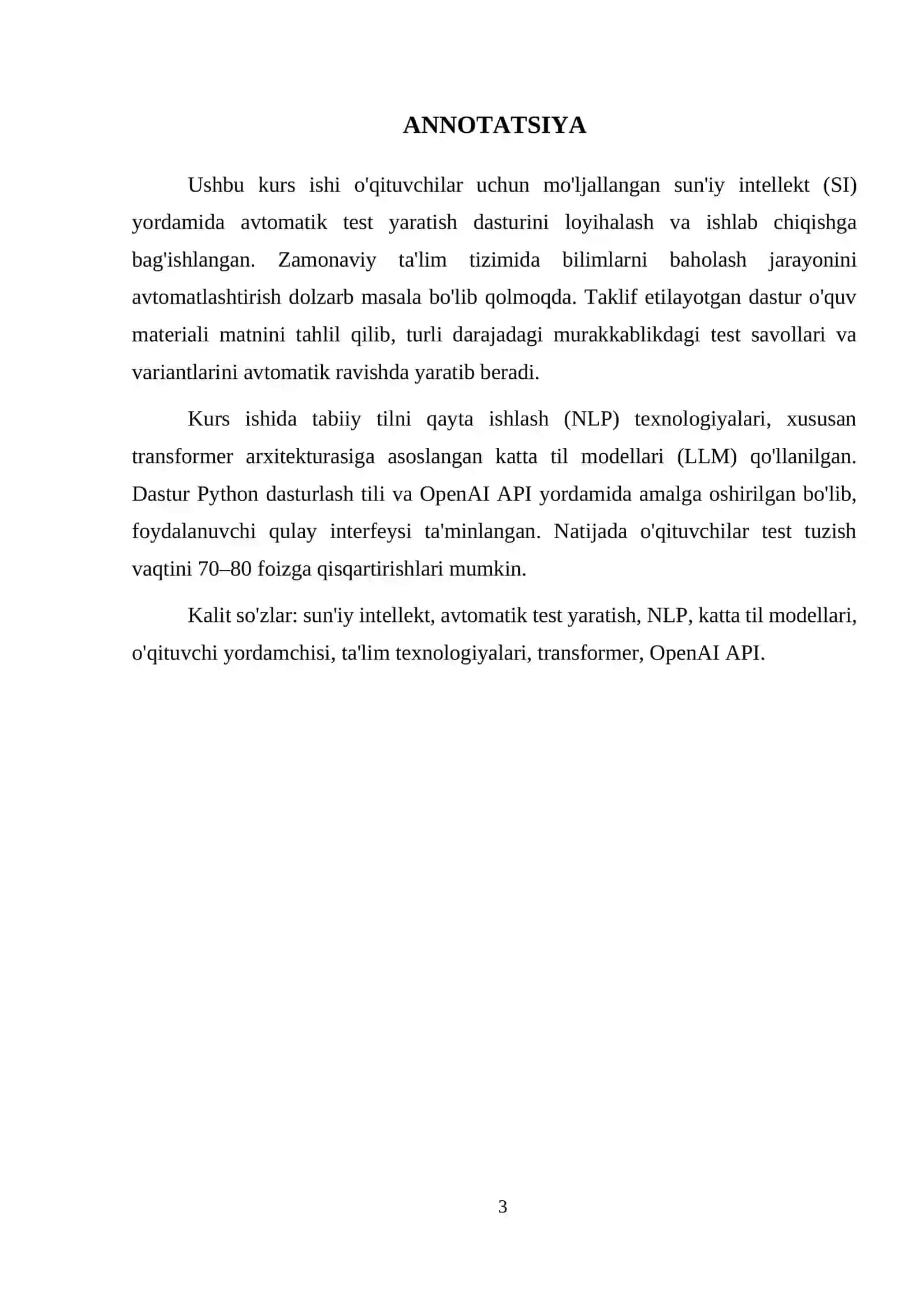 O'qituvchi uchun sun'iy intellekt yordamida avtomatik test yaratish dasturi 3