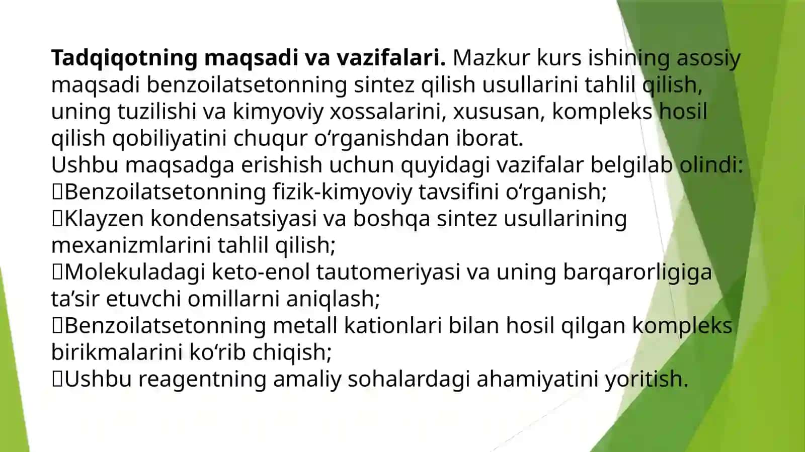 Benzoilatsetonsinteziuningtuzilishivaxossalari 3