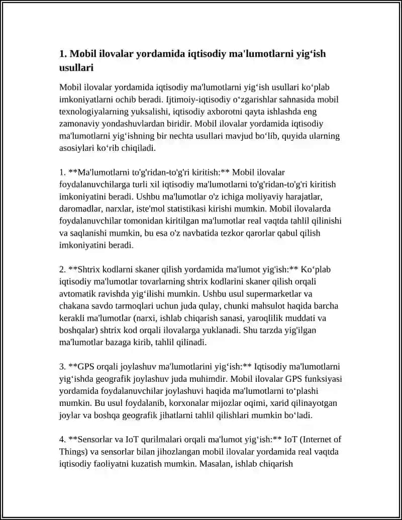 IQTISODIY AXBOROTNI QAYTA ISHLASH UCHUN MOBIL ILOVALARDAN FOYDALANISH 3