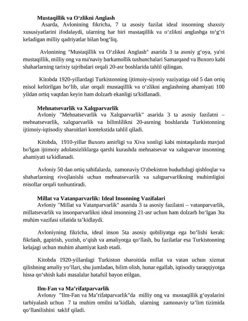 Avlonining Ideal Inson Tasviri va Zamonaviy Dunyo 3