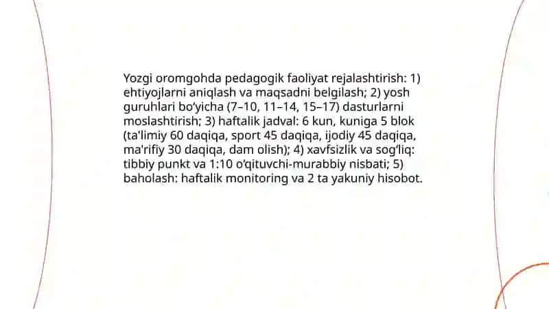 Yozgi oromgohda pedagogik faoliyat rejalashtirish 3