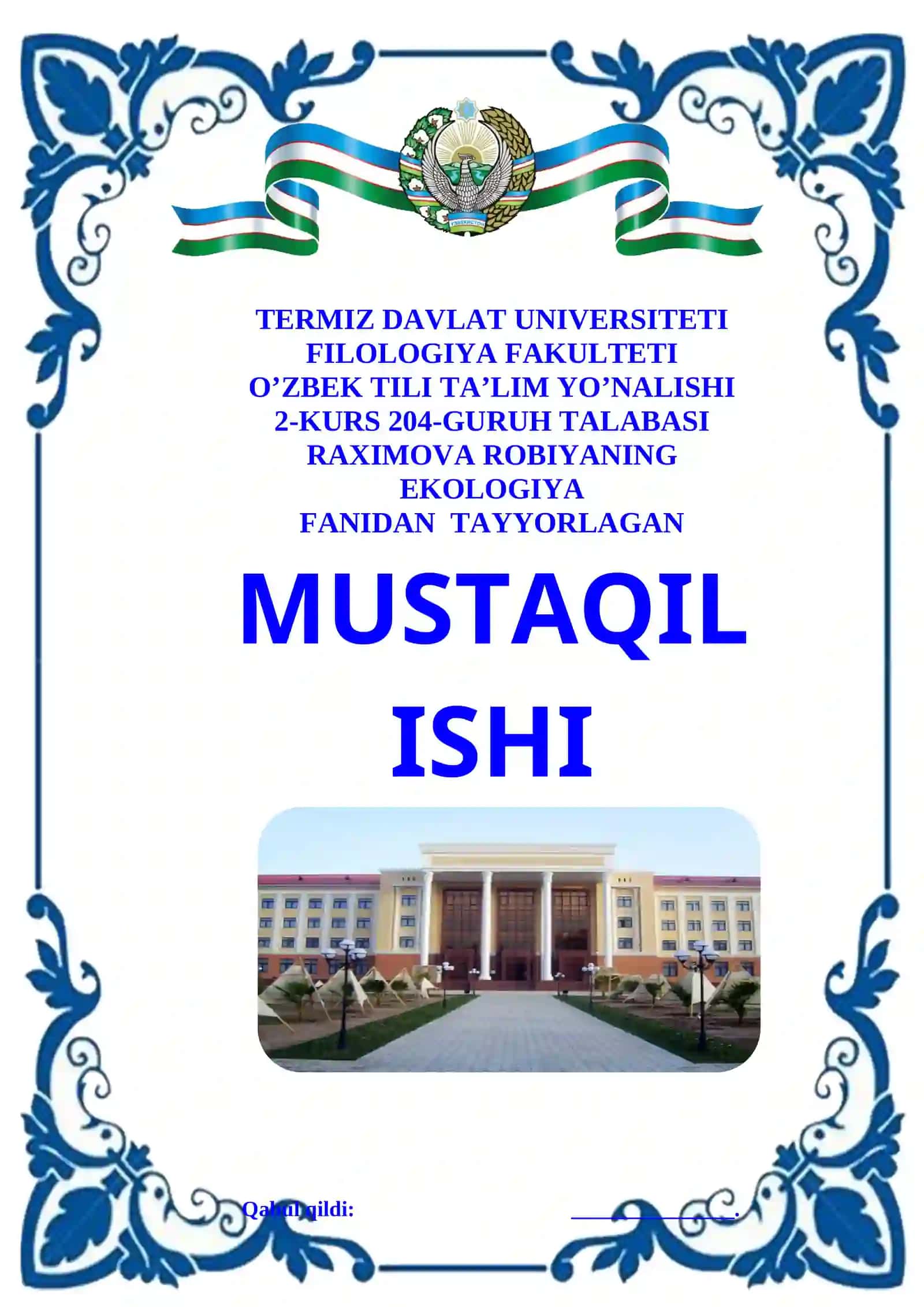 ONA-TILI VA ADABIYOT FANIDAN TAYYORLAGAN MUSTAQIL ISHI 3