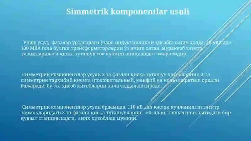 Uch fazali qisqa tutashuvning matematik modeli 3