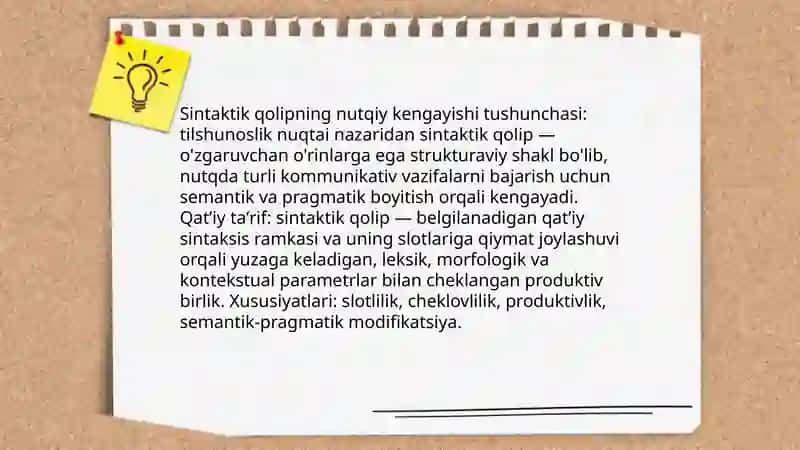 Sintaktik qolipning nutqiy kengayishi 3