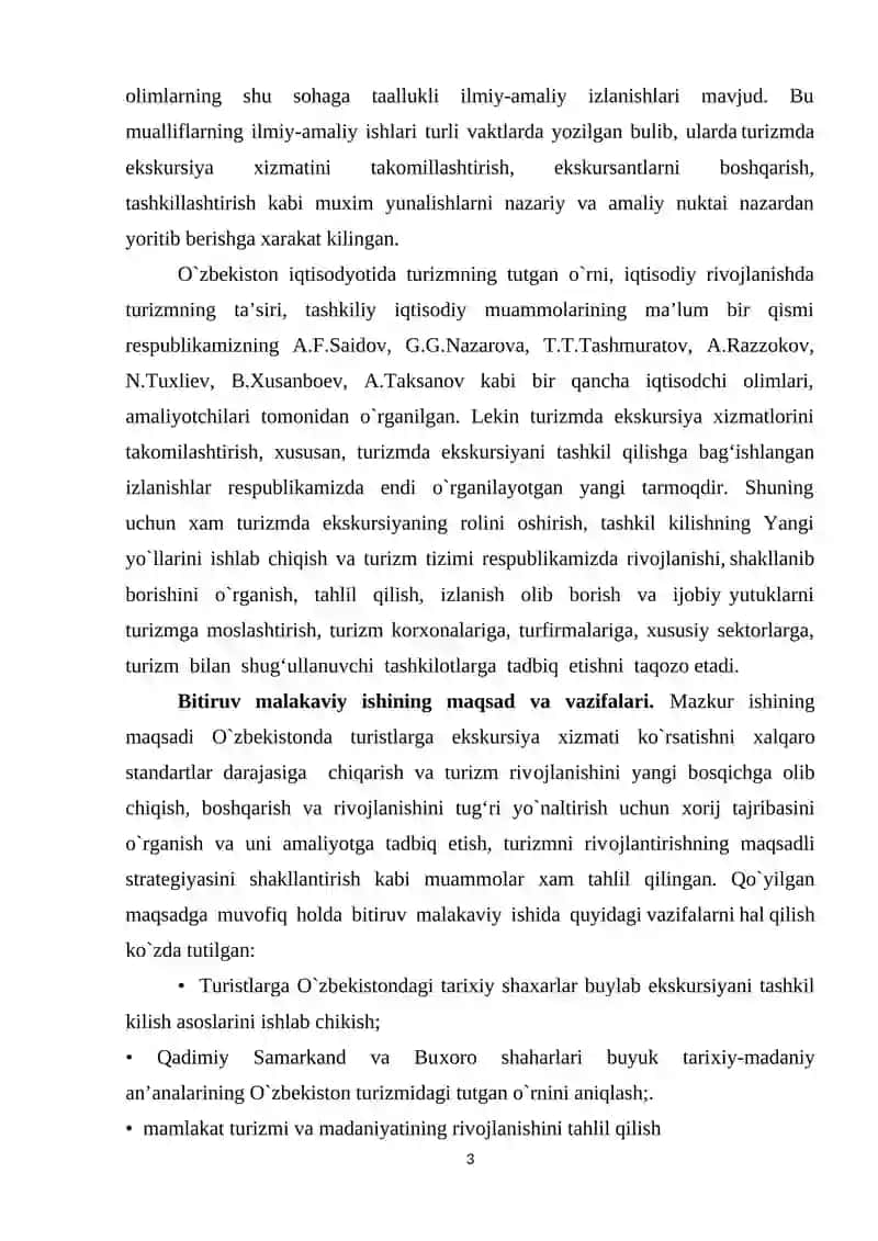 O’zbekistonda ekskursion xizmatlar va ularni tashkil qilish 3