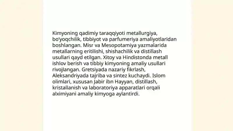 Kimyo fani taraqqiyoti 3