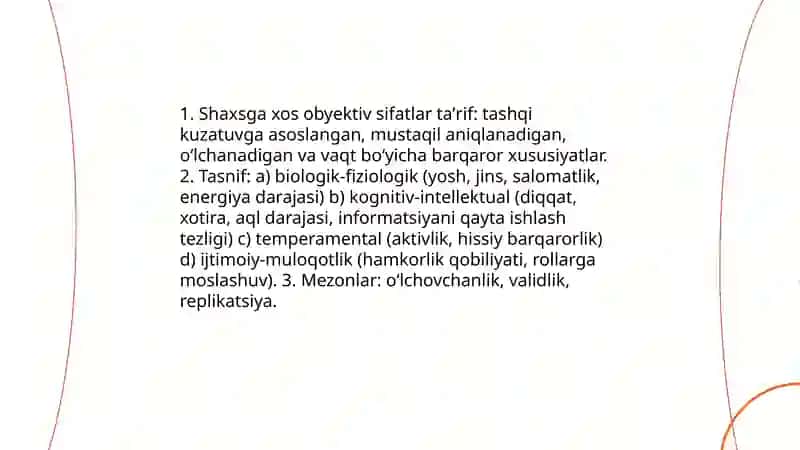 Obyektiv sifatlar taʼrif va tasnif 3