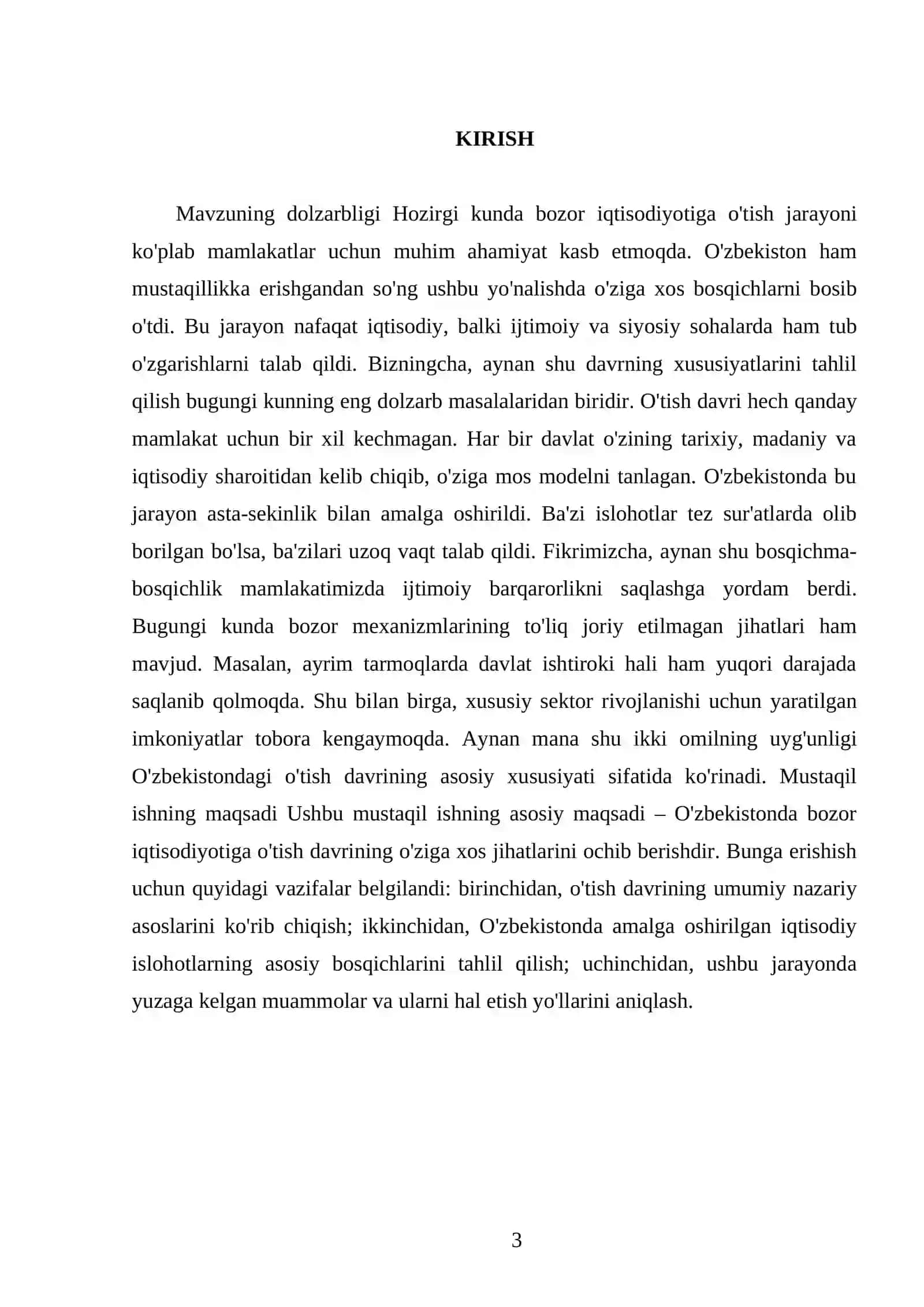 Bozor iqtisodiyotiga o’tish davri va uning O'zbekistondagi xususiyatlari 3