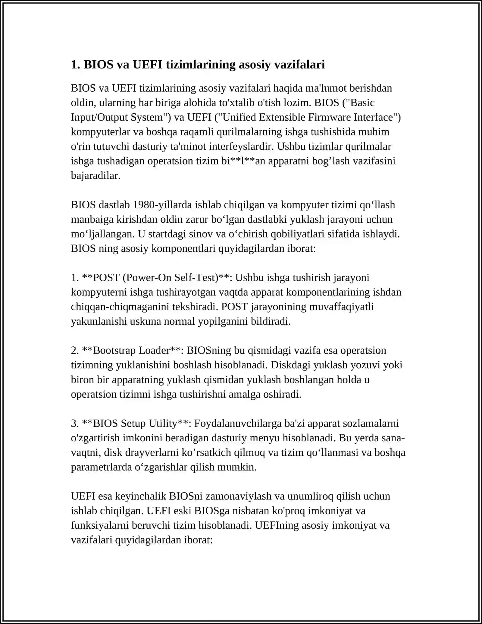 BIOS VA UEFI TIZIMLARI: FARQLARI VA FUNKSIYALARI 3