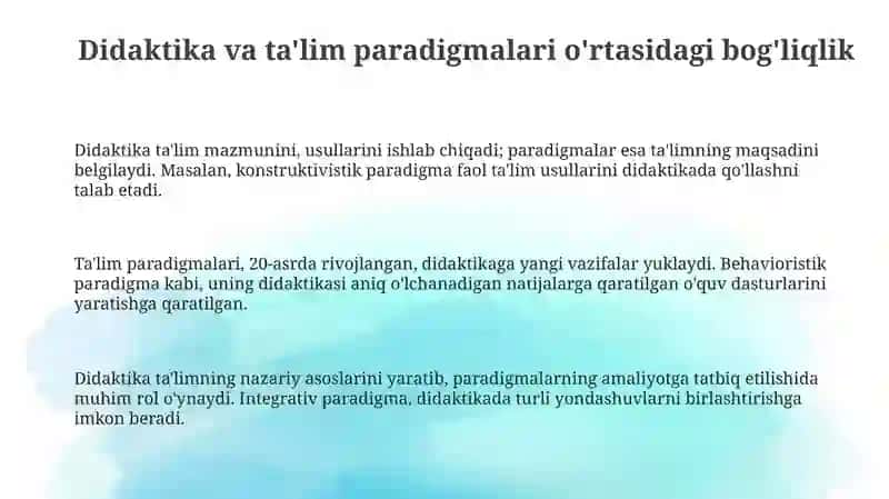 Didaktika va Ta'lim Paradigmalari 3