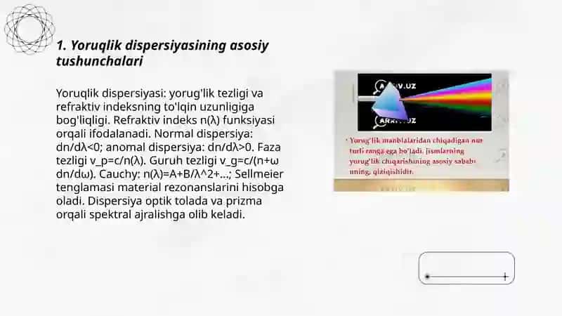 Yoruğlik dispersiyasi. Yoruğlikning qutblanishi 3
