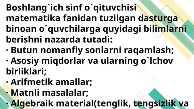 Boshlang'ich sinflarda matematika o'qitish metodikasi 3