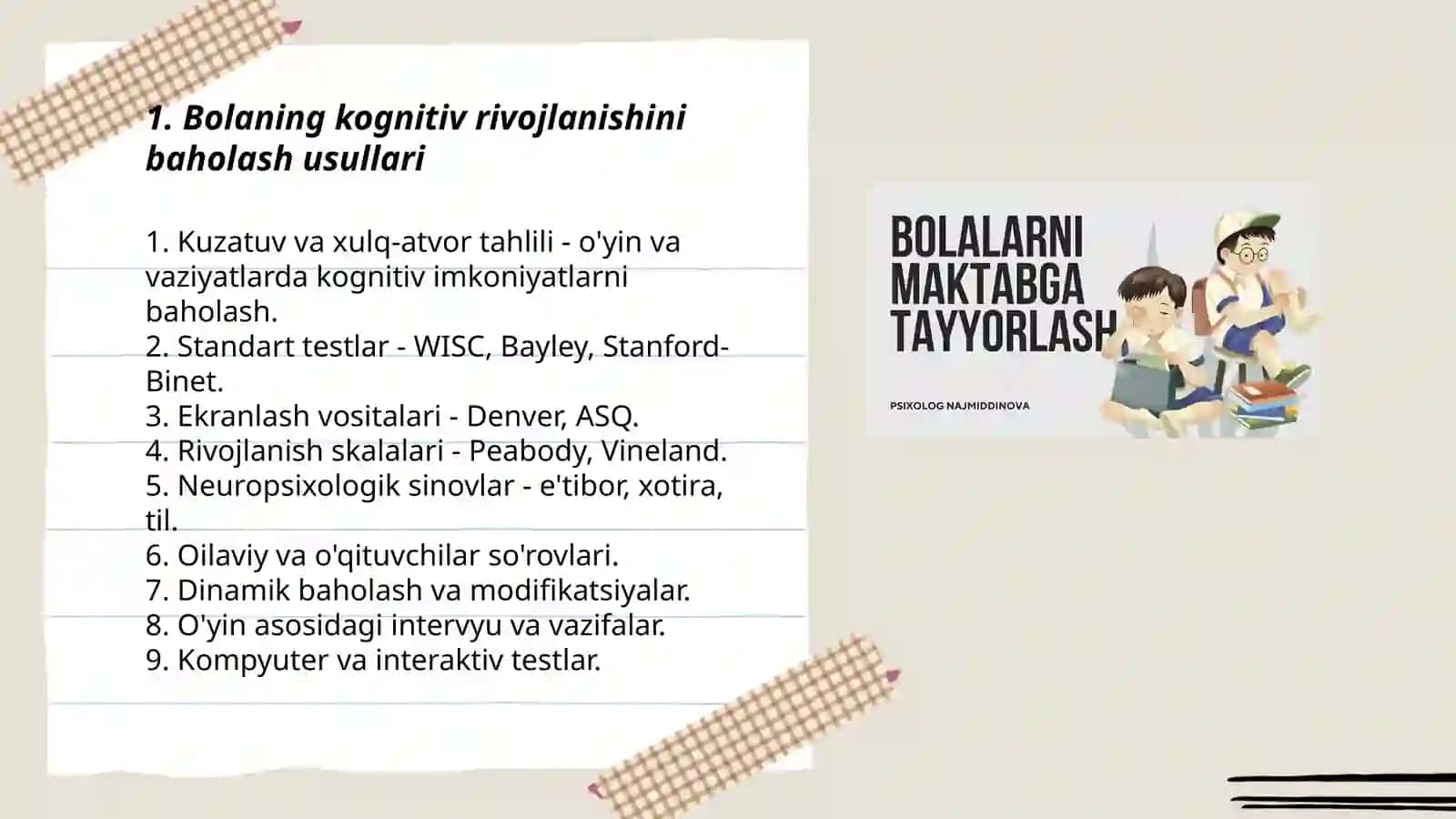 Bolaning Shaxsiy Psixologik va Aqliy Rivojlanishini Tashxislash 3